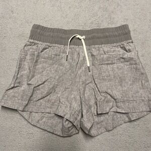 Athleta Shorts Linen Cabo Womens‎ 4 Gray Pull On Drawstring Elastic Waist Casual